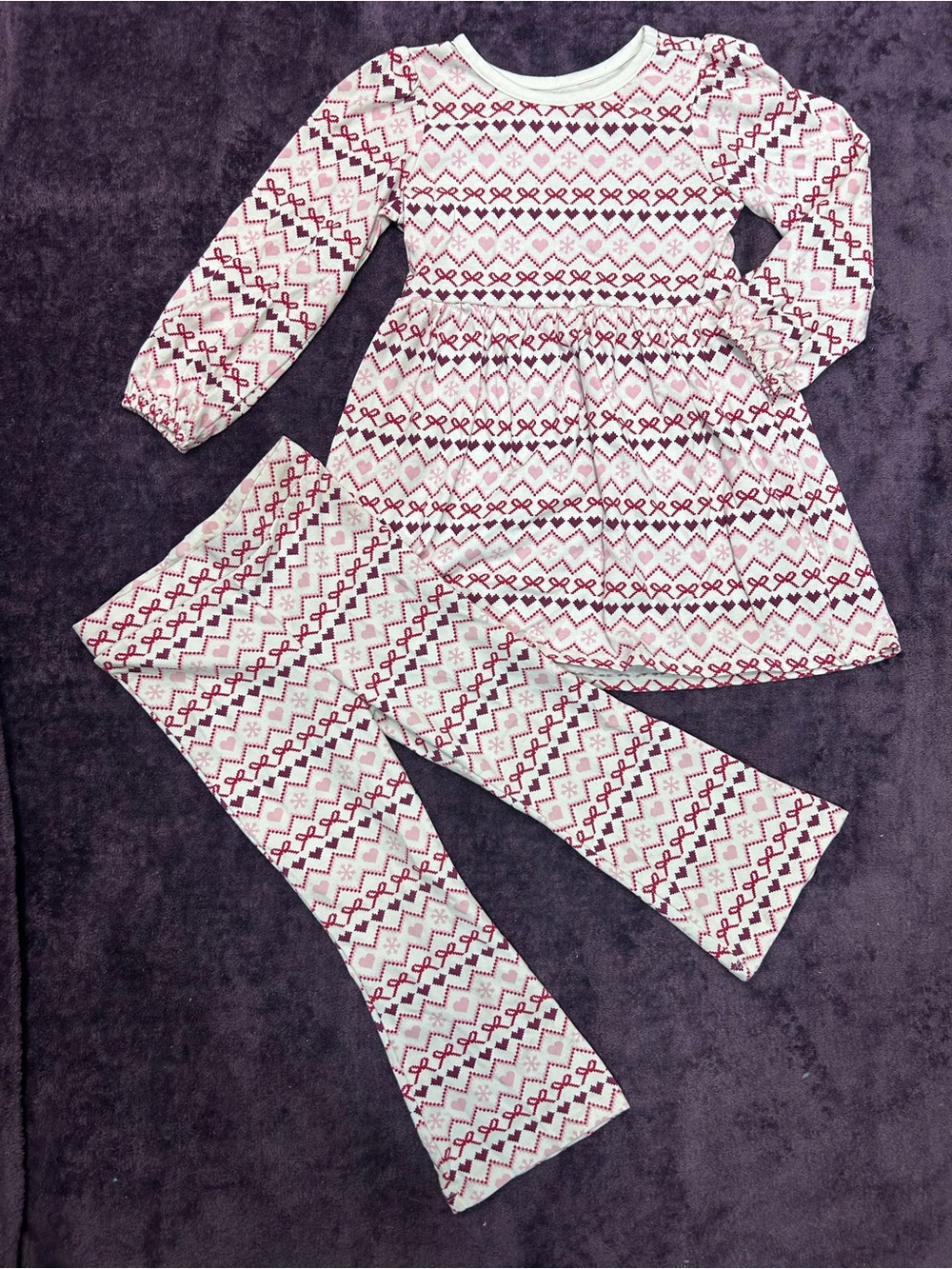 Garanimals White and Burgundy Fair Isle Two-Piece Set
